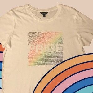 SimplyVera Vera Wang Pride Tee White Multicolored Short Sleeves Cotton Size XL
